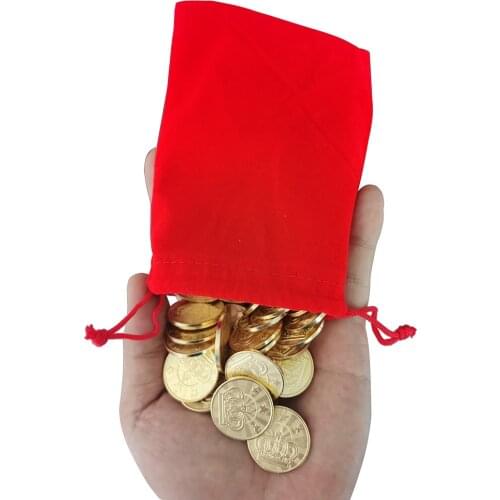 100pcs 25*1.85mm Brass Token Coin Arcade Game Machine Coin Pentagram Crown Token Coins With High-Quality Cloth Bag