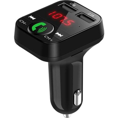 12-24V Car FM Transmitter Wireless Radio Bluetooth-Compatible Wireless MP3 Player Dual USB Charger with Mic Hands-free Calling