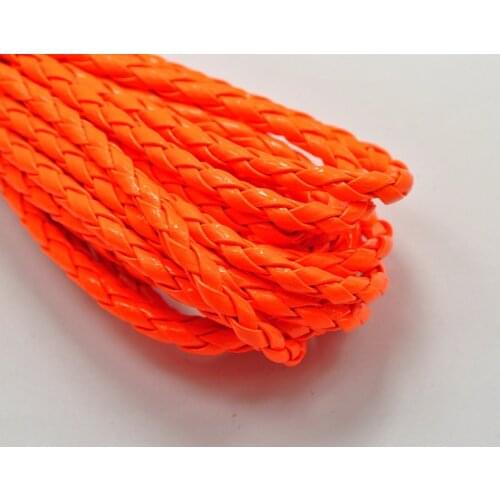 16.4 Feets Neon Red-Orange Braided Bolo Leatherette Jewelry Cord 4mm