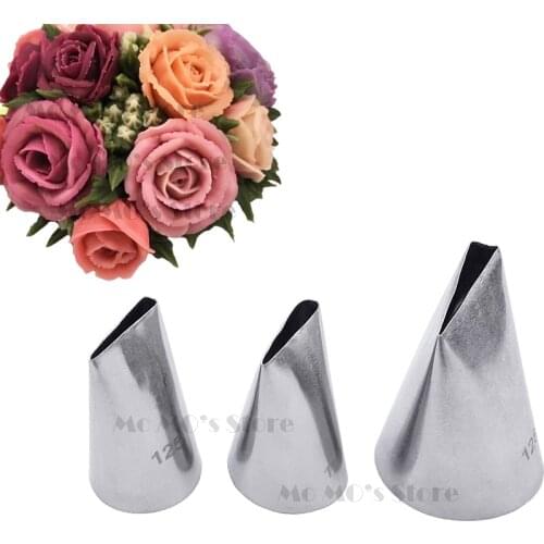 3 Pcs/set 125 127 128 Rose Petals Stainless Steel Icing Piping Nozzles Fondant Cake Decorating Pastry Sets Tools Bakeware