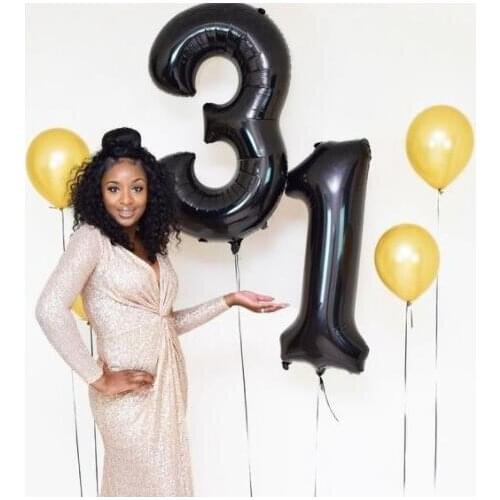 40inch Number black Helium Foil Balloons 18 21 25 30 40 50 60 years old Birthday Party Decoration Adult Birthday kids globos