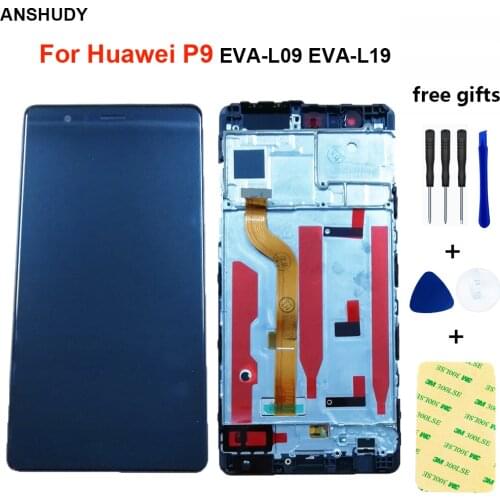 5.2'' For Huawei P9 EVA-L09 L19 L29 LCD Touch Screen Digitizer Assembly Display with frame free shipping Replacement + Tools