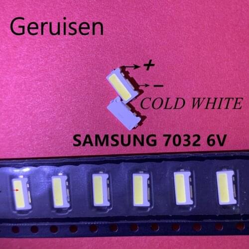 50PCS/Lot Edge SMD LED 7032 6V 1W 160mA Cool White High Power For TV Backlight