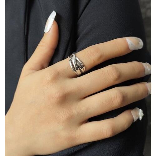 925 Sterling Silver Vintage Cross Winding Finger Rings for Women Couple Minimalist Party Jewelry Gift Prevent Allergy