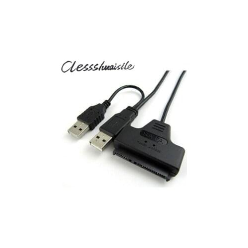 USB 2.0 to SATA 7+15 22 Pin Adapter With extral USB Power cable For 2.5" Hard disk Driver Black Color