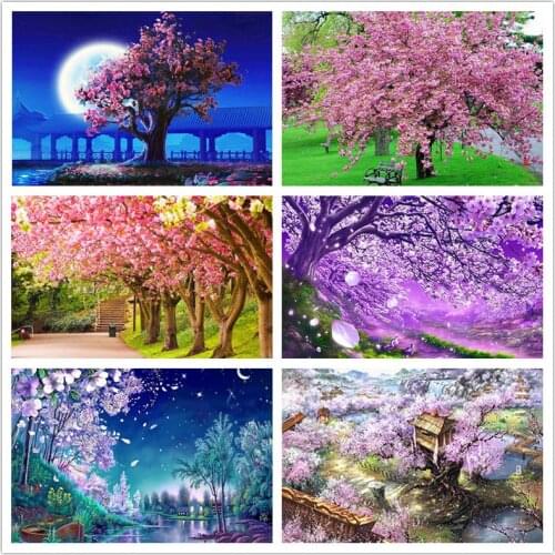 DIY 5d Diamond Painting SAKURA Japanese Landscape Cross Stitch Diamond Picture Square Round Diamond Embroidery