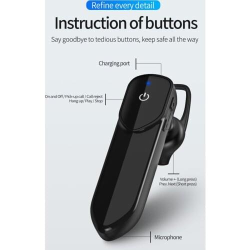 Long Standby V19 Bluetooth-Compatible Wireless Earphone With Mic Handsfree Earphone Sport Waterproof Wireless V4.2 Headphones