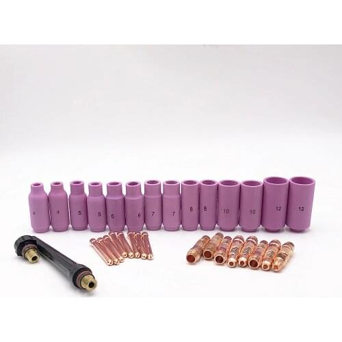 32pcs Tig Welding Torch Accessories WP 17 18 26 Master Kit Consumables Ceramic Nozzle Collet Body Collet And Backcap