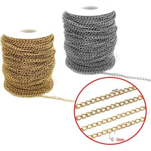 5 meters 0.6*3mm Stainless Steel Link Chains Gold color Chain For DIY Necklace Bracelet Jewelry Making extension chain