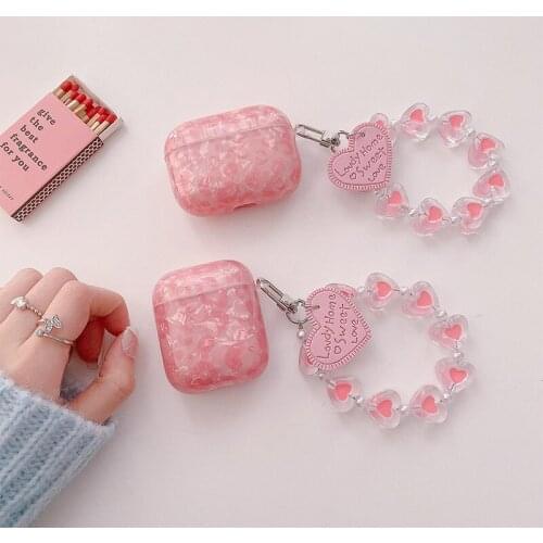 Love Heart Bracelet Earphone Cover for Apple Airpods 1 2 3 Case Cute Conch Shell IMD Case Charging Box AirPods Pro