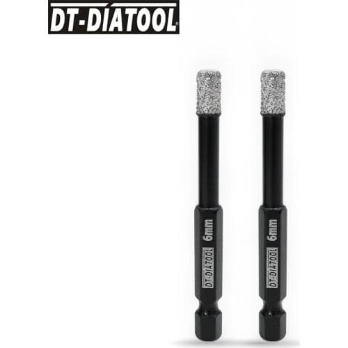 DT-DIATOOL 2pcs/set quick-fit shank Dry Diamond Drilling Core Bits Hole Saw Cutter For Granite Marble Stone Dia 6/8/10/12/14MM