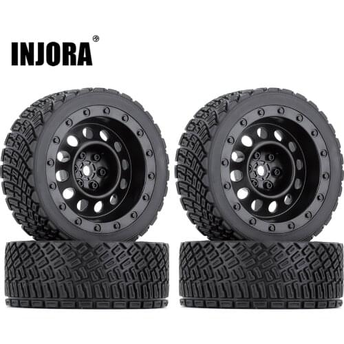 INJORA 4PCS 66*25MM Rubber Wheel Tires for 1/10 Rally RC Car HSP RGT LC RACING PTG-2 Tamiya TT02
