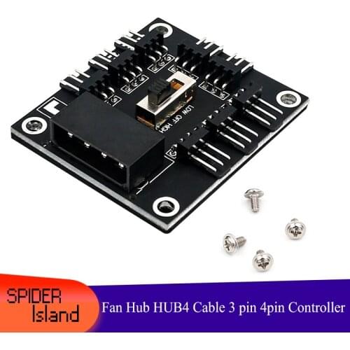 2pcs Fan Hub HUB4 Cable controller PWM Governor Temperature Control for 3pin Computer Chassis SATA / Big 4Pin Interface + Screw