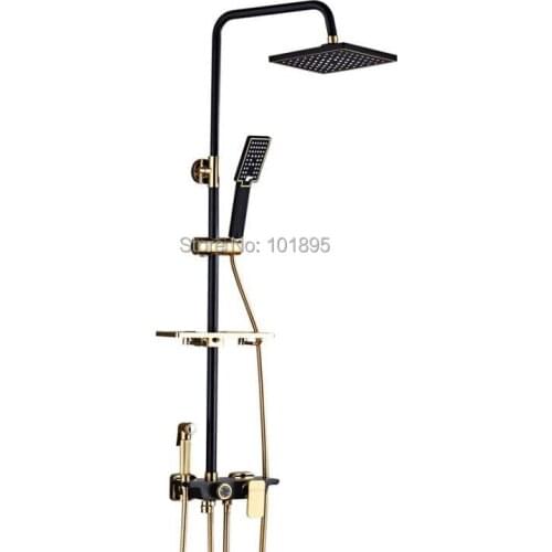 Cold & Hot Water Brass Material Black Color 4 Wayout Overhead Rain Shower Faucet