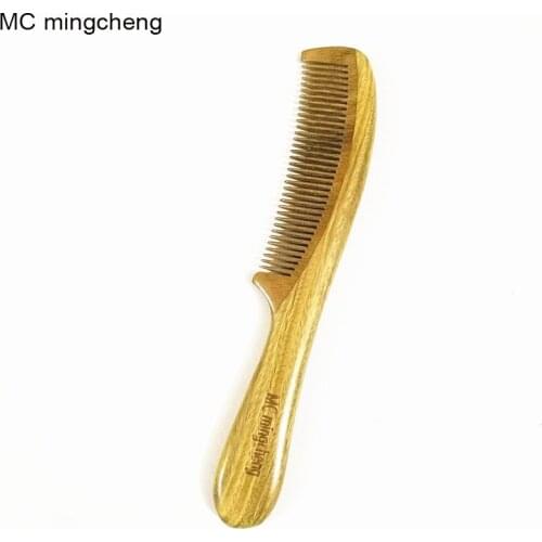 MC 18cm Top Grade Natural Green Sandalwood Wooden Comb Thickness 0.9cm Wholesale Health SPA Anti-Static Care Handle Hair Brush