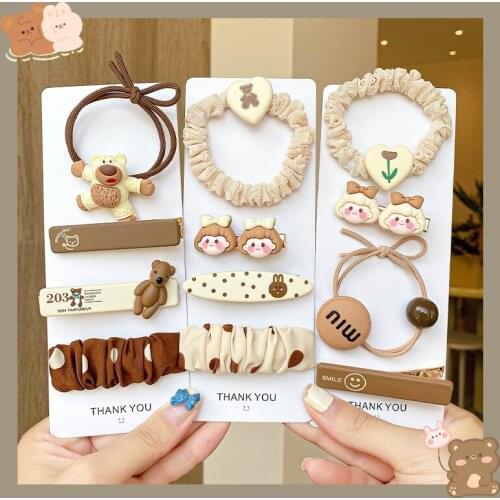 Cute Cartoon Hairpin Girls Elasticity Rubber Band Hair Accessories Ponytail Fixed Korean Simple Tie hair Headband Kids Ornaments