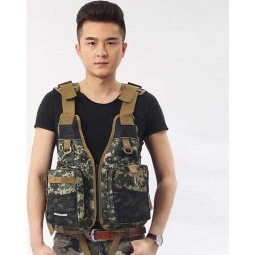 Mens Profession Surfing Drifting Motorboat Multi-pocket Camo Fishing Life Vest Adult Swim Buoyancy Life Vest Floating Clothing