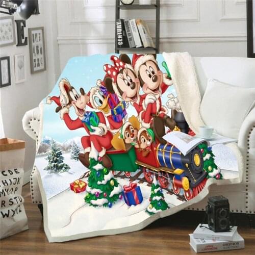 Disney Christmas Cozy Soft Blanket Mickey Minnie Cartoon Flannel Wool In Bed Crib Sofa Baby Girl Boy Child Gift Home Textile