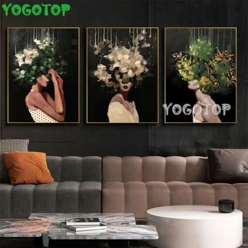 3 piece set diamond painting Abstract flower woman 5 d diamond embroidery full drill crystal 3d puzzle mosaic wall art,ML1417