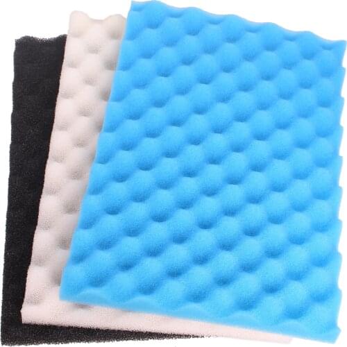 Garden Fish Pond Filter Foam Floss Pad Set 17" x 11" (1x Black Coarse, 1x White Medium, 1x Blue Fine)