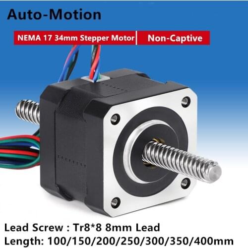 Non-captive stepper motor NEMA17 34mm stepper motor with Tr8*8 lead screw max 400mm length for options