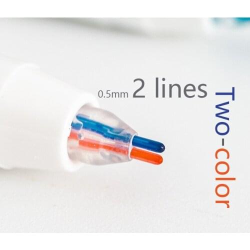 Novelty 2 Lines Pen 0.5mm Double Line Two-colors Marker Pen Art Drawing Pen Cute School Supplies Korea Stationery Kawaii Pen