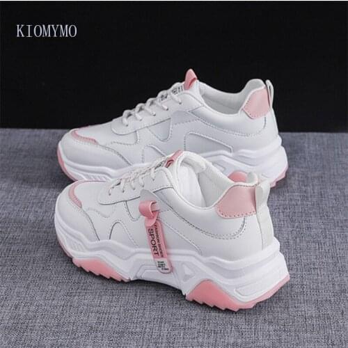 2021 Spring And Autumn New Leather Shoes Womens Fashion All-match Sports And Leisure Womens Shoes Thick-Soled White Shoes