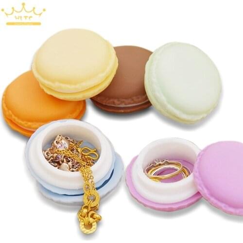 Wholesale 5pcs/Lot Cute Candy Color Macaron Mini Macaron Sundries Storage Box Jewelry rings Box Pill Case Birthday Gift Box