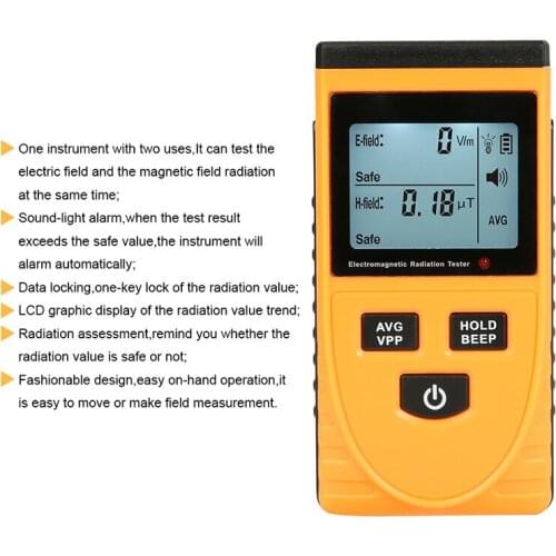 Portable Geiger Counting Electromagnetic Radiation Detector LCD Electromagnetic Field Electromotive Force Measuring Instrument