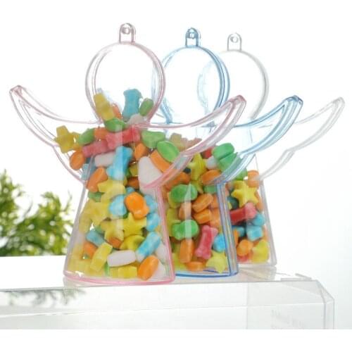 12pcs Creative Mini Angel Transparent Plastic Candy Box Party Birthday Wedding Gift Candy Packaging Box