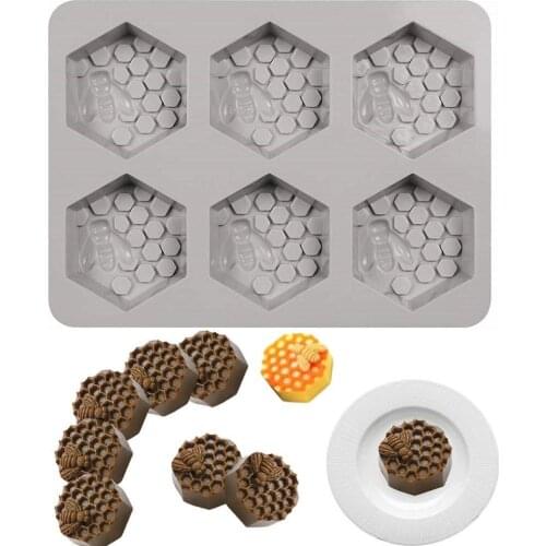 Honeycomb Soap Molds 3D Hexagon Silicone Molds for Chocolate Cake Candle Pudding Muffine