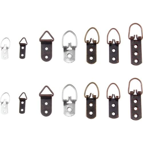 5/20pcs Triangle D Ring Hangers Photo Frame Hooks Picture Wall Holder w/screws Alloy 30-60mm Antique Bronze/Red Copper/Sliver