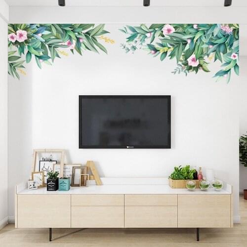 Creative Plant Flower Wall Stickers Home Decor Decorations Living Room Bedroom Background Wall Decoration Self Adhesive Stickers