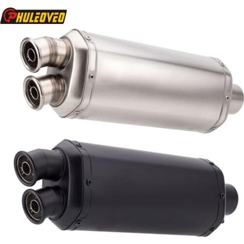 Universal Motorcycle Exhaust Pipe Muffler Escape Demper Leakage Double Hole for SV650 Z900 F850GS R1200GS R25 Motorbike Exhaust