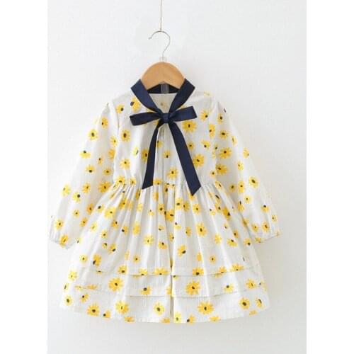 2019 spring children girls fashion dress clothing Kids new cute long sleeve floral print Dress for girls 3-8 years