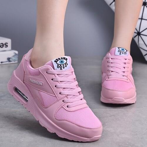 Air Cushion Womens Vulcanized 44 Shoes Fashion Increase Breathable Mesh Casual Female Shoes 43 Outdoor Walking Ladies Sneakers