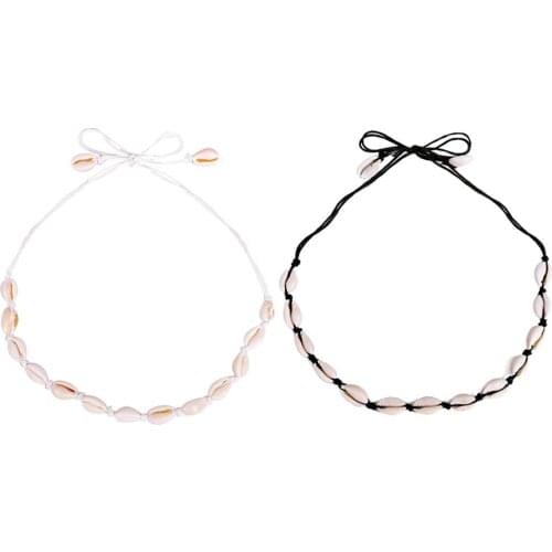 Bohemian Summer Beach chain Women Necklace Sea Shell Charm Knotted Necklace Choker Jewelry Womans accesories bijoux femme