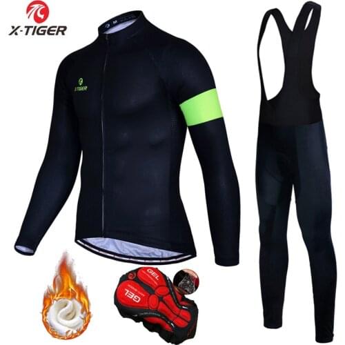 X-Tiger Pro Winter Thermal Fleece Cycling Jerseys Set Bike Clothing Maillot Ropa Ciclismo Invierno Mountain Bicycle Clothes