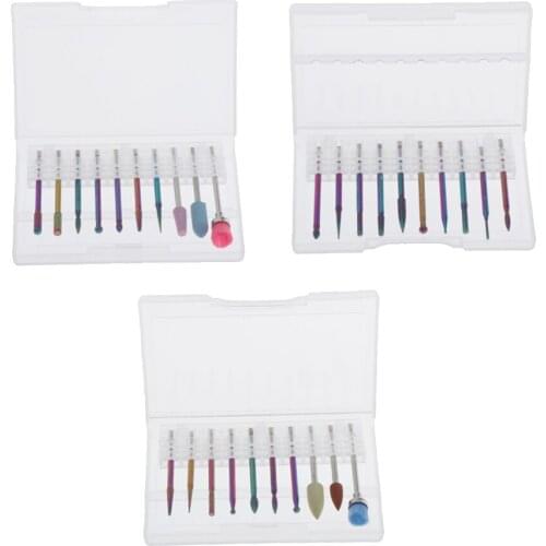 10pcs/Set Nail Drill Bit File Tungsten Steel For Electric Manicure Kit