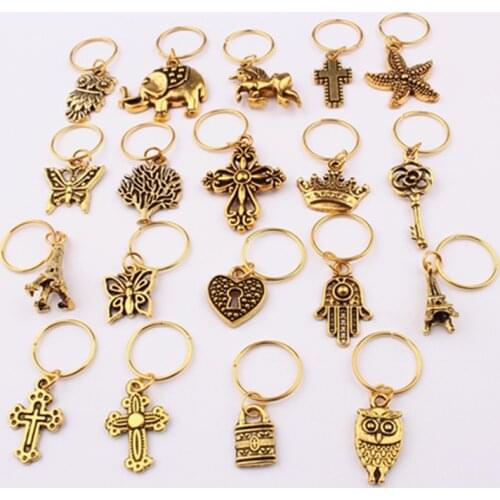 10Pcs/Pack Golden Life Tree Butterfly Charms Cuffs Rings Jewelry Dreadlock Accessories Hair Braid Dread Dreadlock Beads Clips