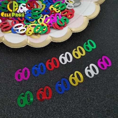 15g Number 60 Confetti 60th Anniversary Decade Table Confetti DIY Event Birthday Party Table Decoration Sequins Supplies 535Pcs