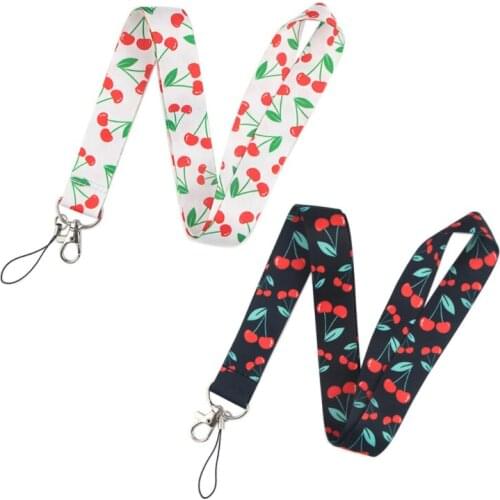 30pcs Fruit cherry Funny art Lanyard Neck Key Strap for Phone Keys ID Card Cartoon webbings ribbons