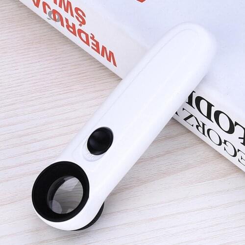 40X Handheld Reading Magnifying Glass Illuminated Magnifier Microscope Lens Jewelry Watch Loupe Magnifier With 2 LED