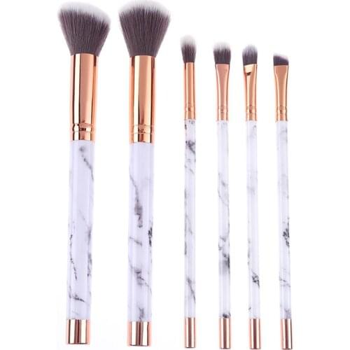 6pcs/Set Pro Marble Pattern Brush Makeup Brushes Nylon Hair + Resin Face Eyeshadow Beauty Pens Marbling Makeup Brushes Kit