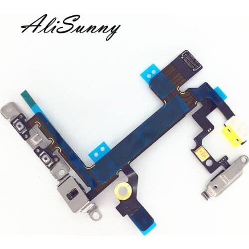 AliSunny 10pcs Power Flex Cable for iPhone 5S Mute Volume Control Button On Off Switch Ribbon With Metal Bracket Repair Parts