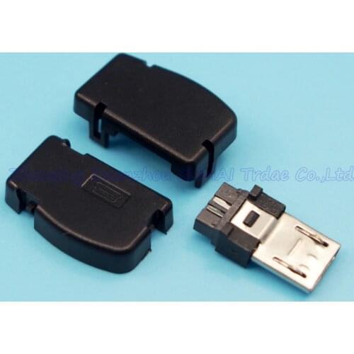 Free Shipping 100sets DIY 3 in 1 Micro 5p USB Jack Mini USB Male Plug with Plastic shell Connector kit wire bonding