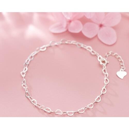 Colusiwei Simple Heart To Heart Bracelet for Women Irregular Heart-shape 925 Sterling Silver Chain Bracelet Anti-allergy Jewelry