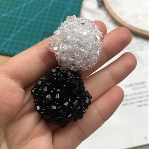 Black claws rhinestone buttons round all-match woolen coat crystal buttons mink fur clothes red white silver black buttons