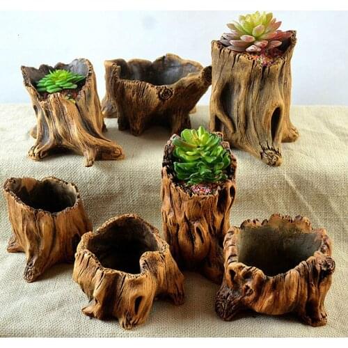 Flower Pot Tree Stump Cement Fleshy Hand Made Flowerpot Nordic Home Decoration Accessories Gift Pile Sculpture Micro Landscape
