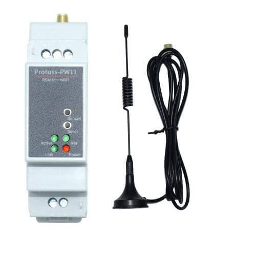 DIN-Rail Serial port RS485 to WiFi converter serial port device server Protoss-PW11 AC110V~220V or DC Support Modbus TCP to RTU